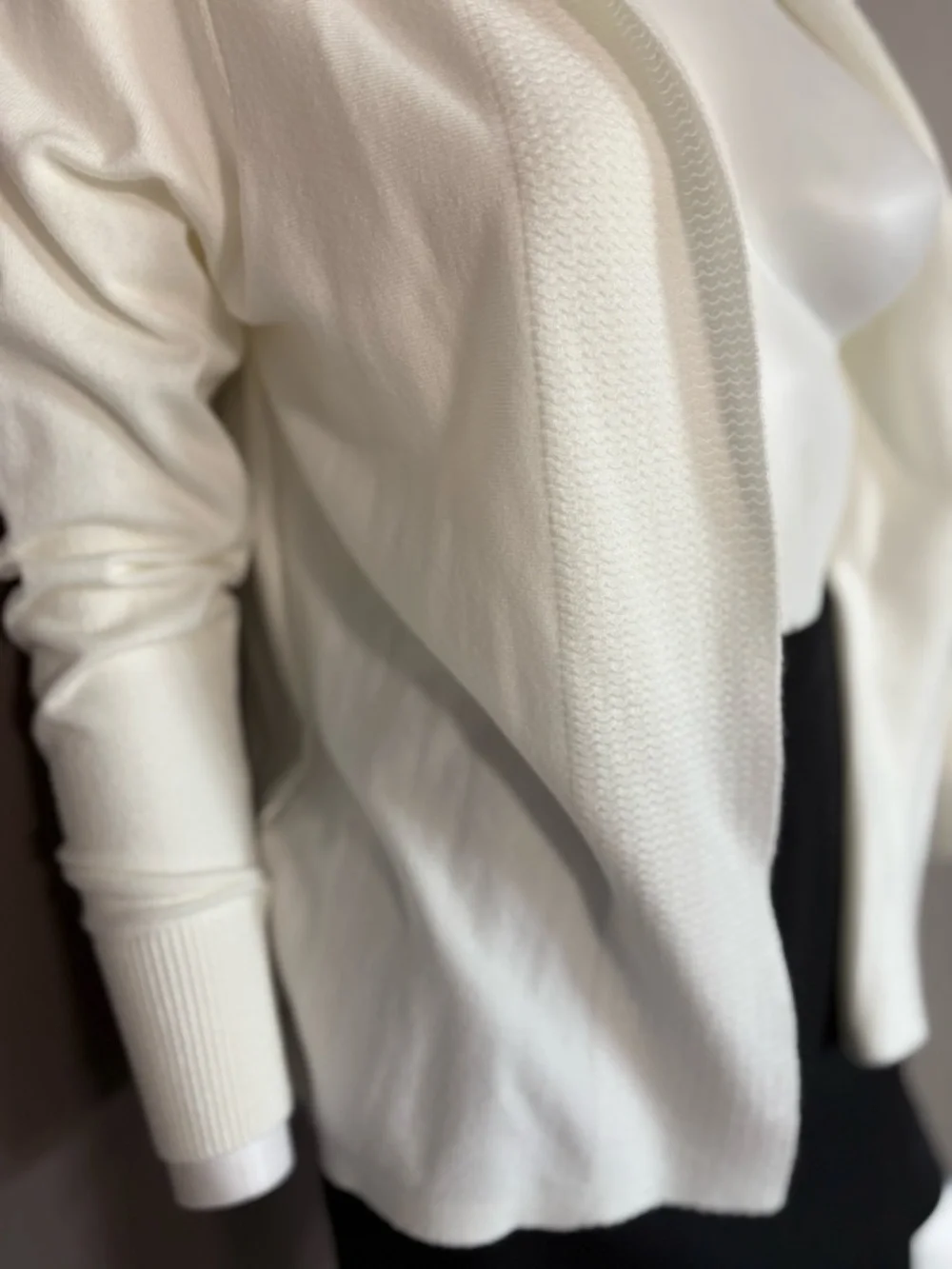 Essentials Ivory Open-Front Shawl Collar Cardigan